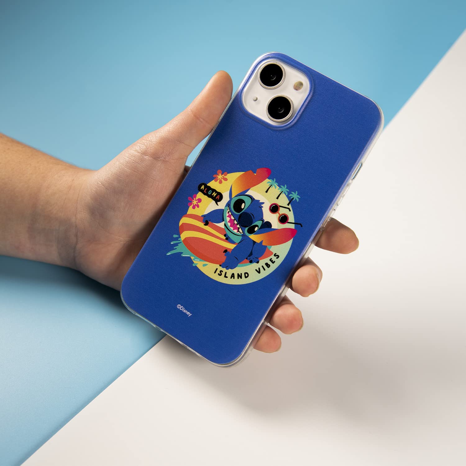 La Casa de las Carcasas Stitch custodia iPhone 15 Plus sfondo blu