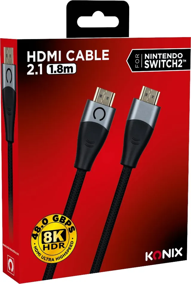 Konix Nintendo Switch 2 cavo HDMI 2.1 8K nylon 1,8 m nero