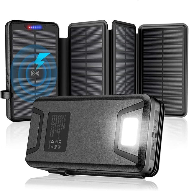 Redpepper Power Bank Solare 43800mAh Wireless Qi Nero