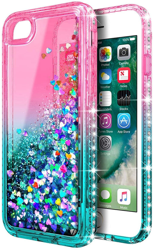 Redpepper iPhone 7 Custodia Liquida Glitter con anello