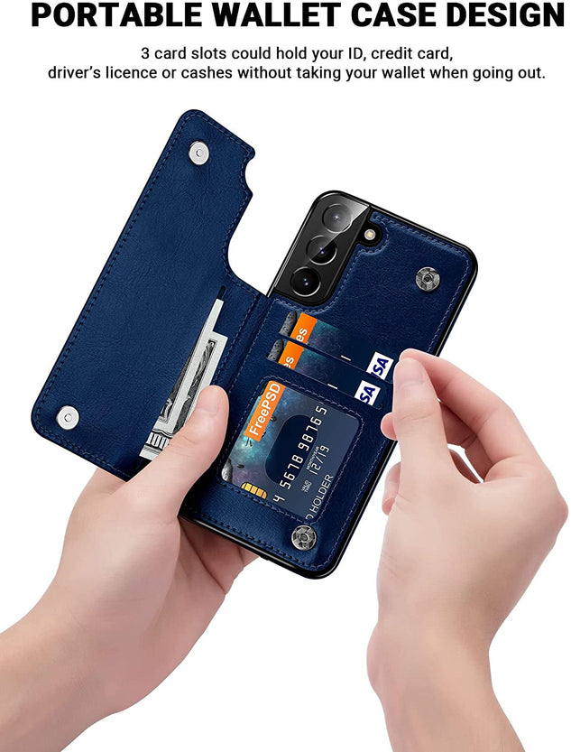 Redpepper Galaxy S22 Plus cover portafoglio pelle nera 3 carte