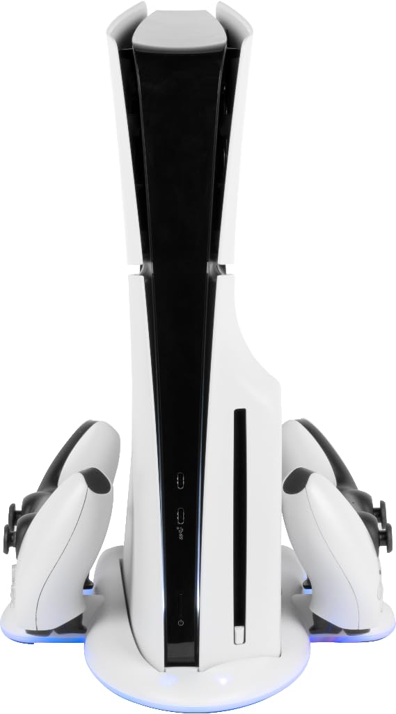 Konix Power Station Dock PS5 Slim RGB Bianco 2 Controller