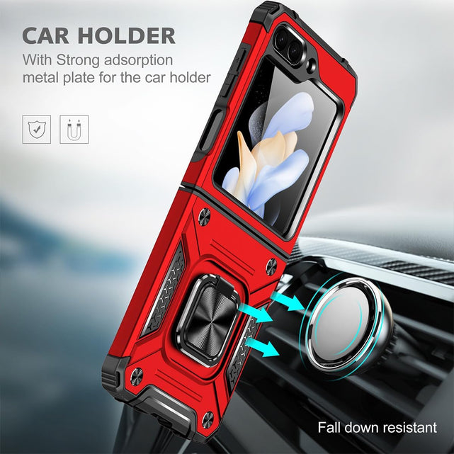 Redpepper Galaxy Cases Z Flip 6 Cover anello stand 360 blu vetro