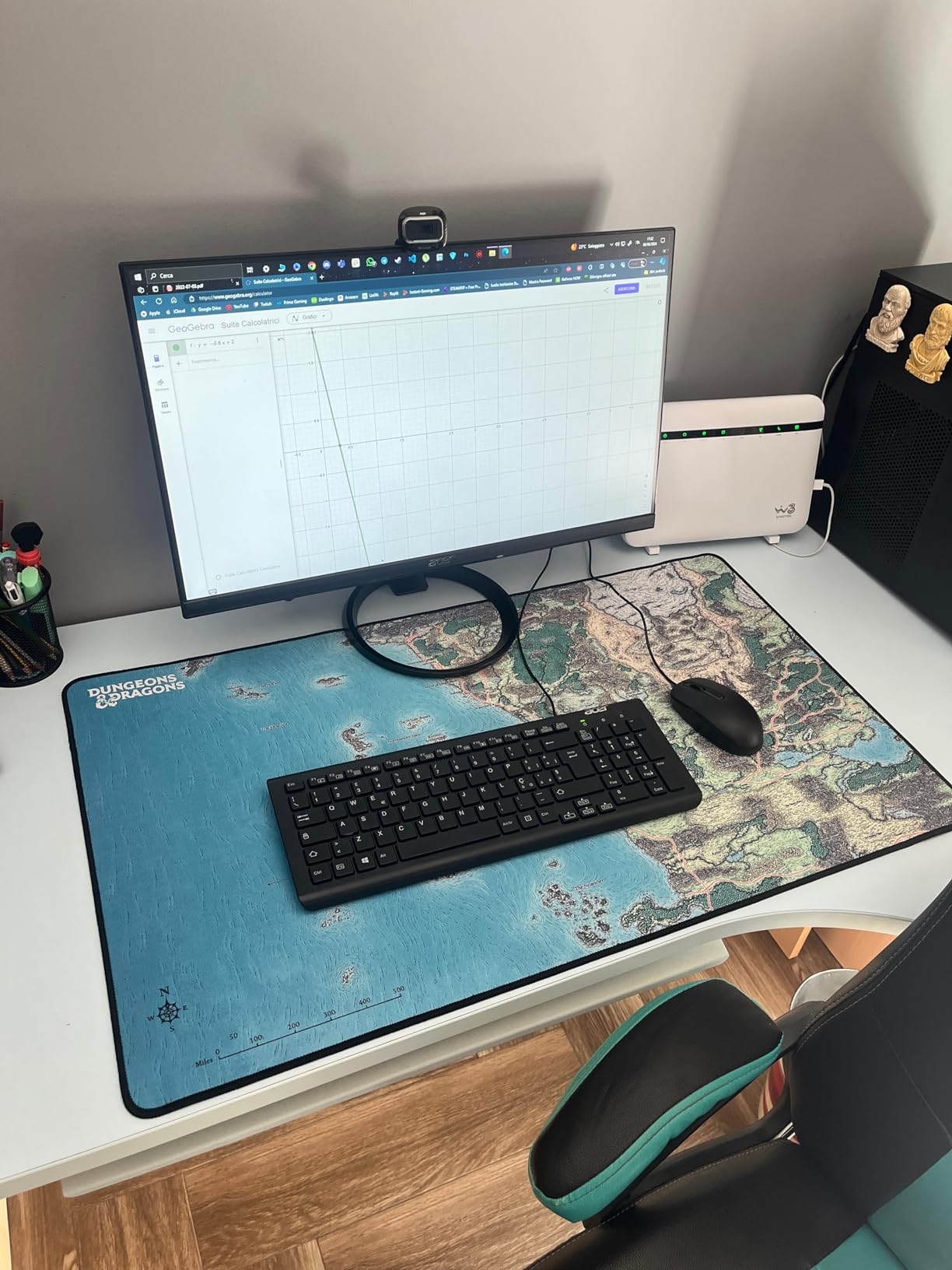 Konix Mouse Pads tappetino gaming XXL 80x46 cm Dungeons Dragons Faerun