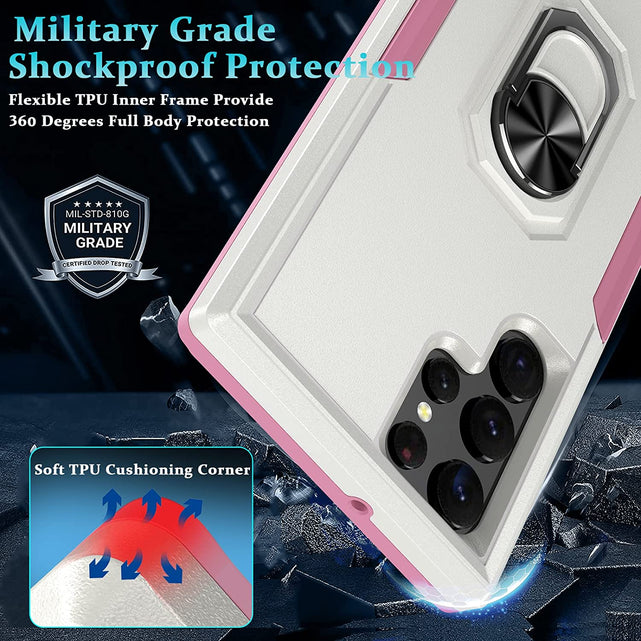 Redpepper Galaxy Cases S22 Ultra cover anello militare vetro