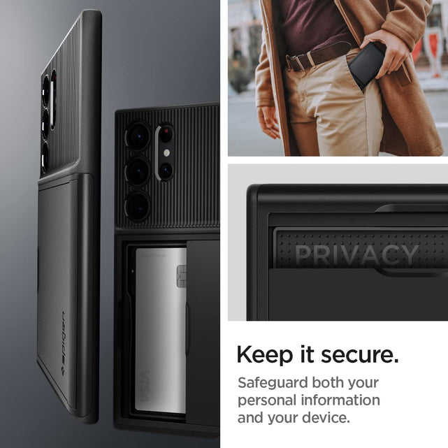 Redpepper Galaxy S23 Ultra Slim Armor Cover nera porta carte 2 slot