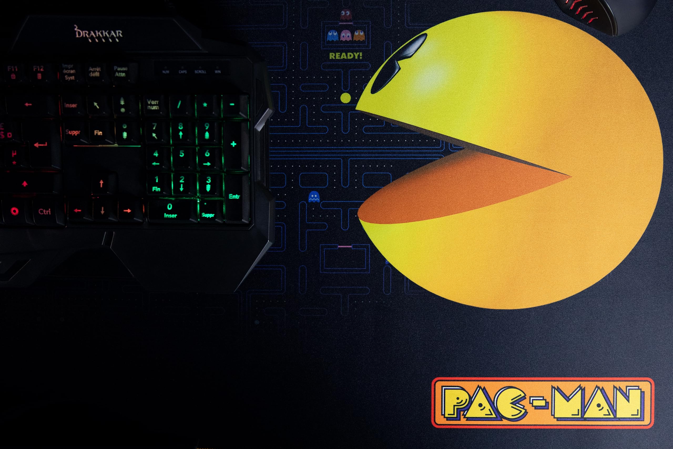 Konix Pac-Man Tappetino Mouse Gaming XXL 90x46 Nero Giallo