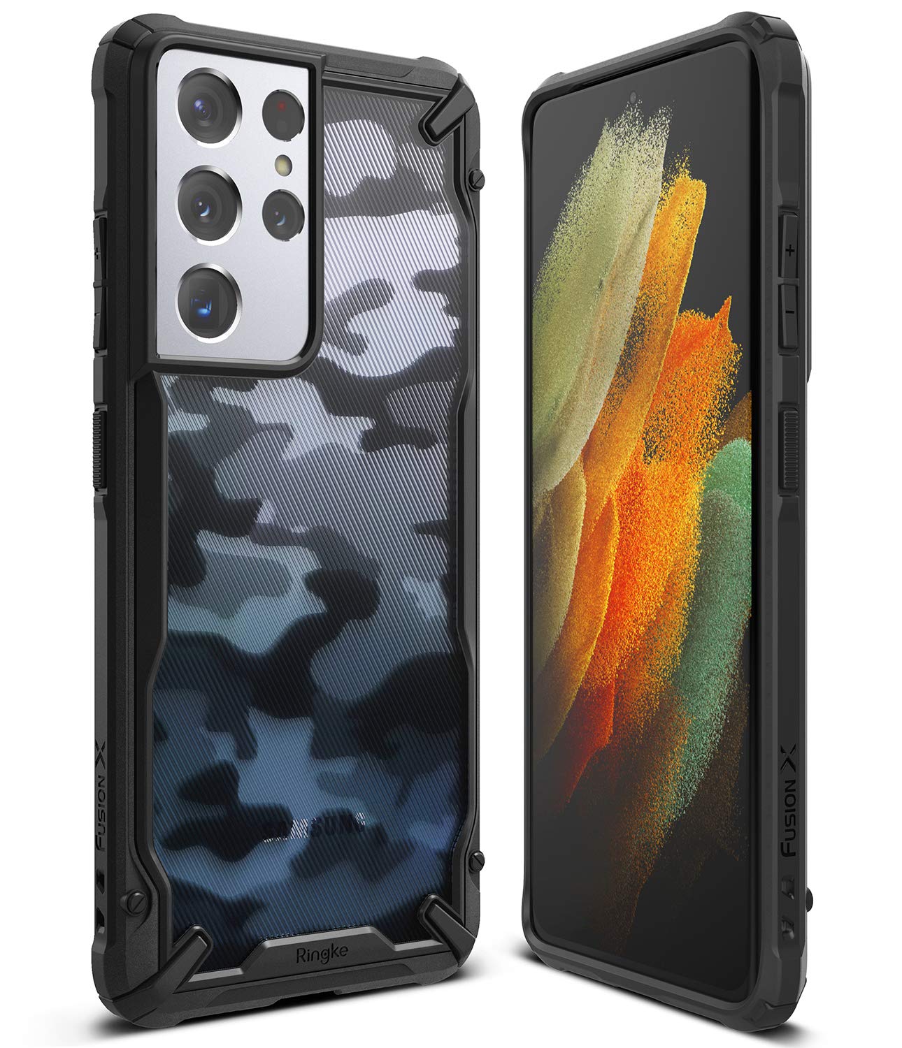 Ringke Fusion-X Galaxy S21 Ultra Cover Camo Black Mimetica