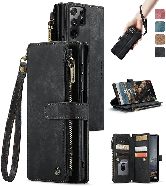 Redpepper Galaxy Cases cover S22 Ultra portafoglio pelle 10 carte zip