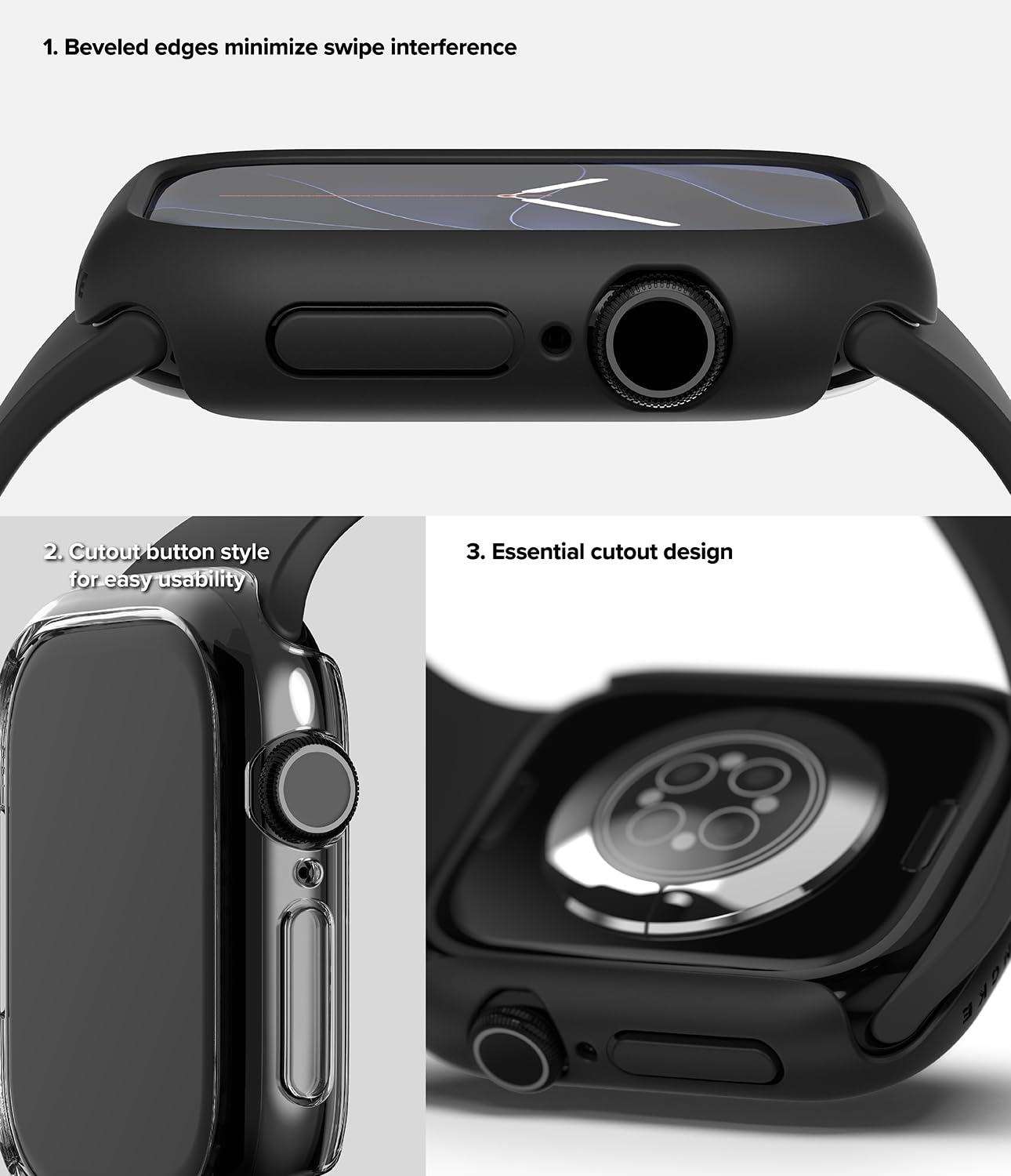 Ringke Slim Cover Apple Watch 12 46mm Matte Black Trasparente