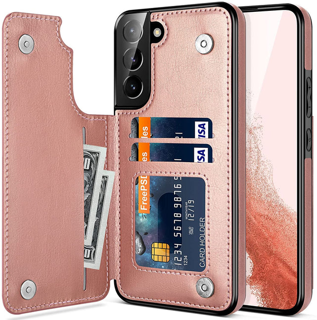 Redpepper Galaxy S22 Plus cover portafoglio pelle nera 3 carte