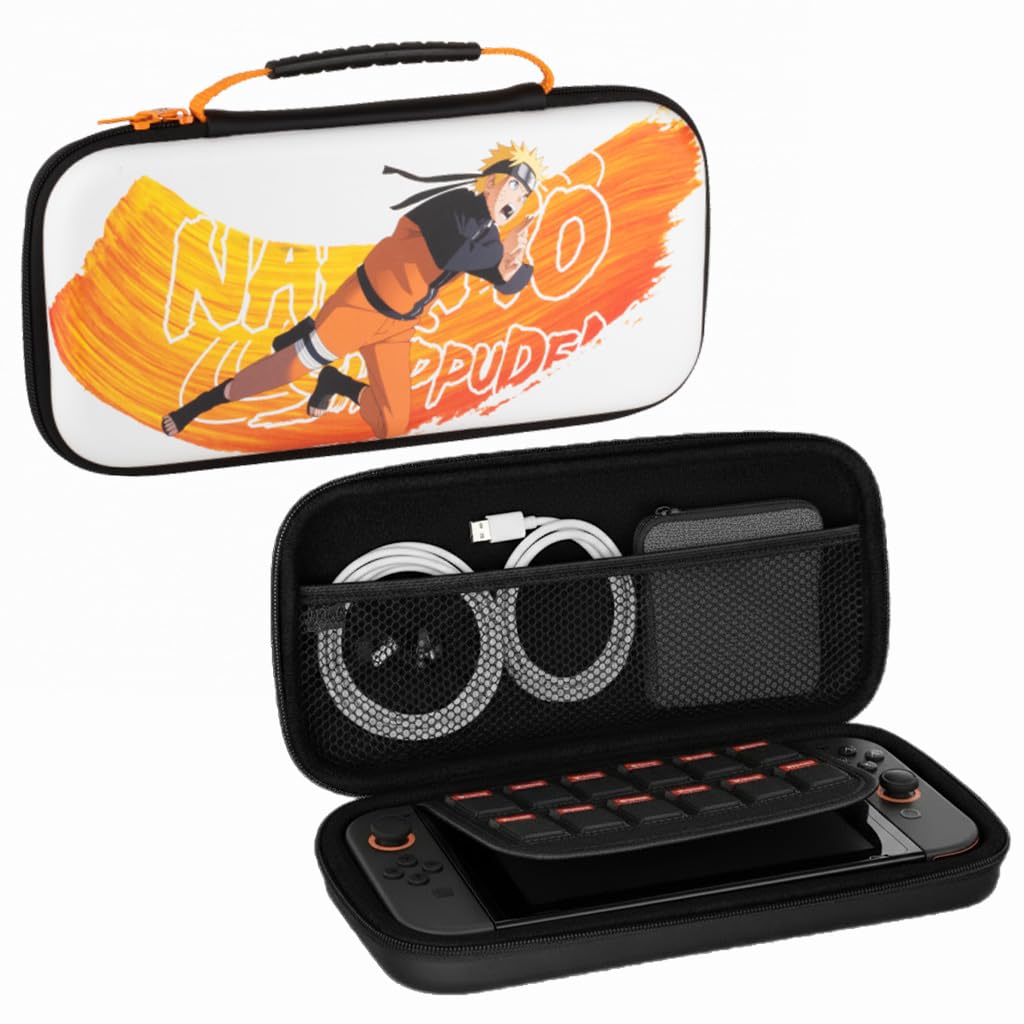Konix Naruto Shippuden custodia Switch 2 nero arancione 8 giochi