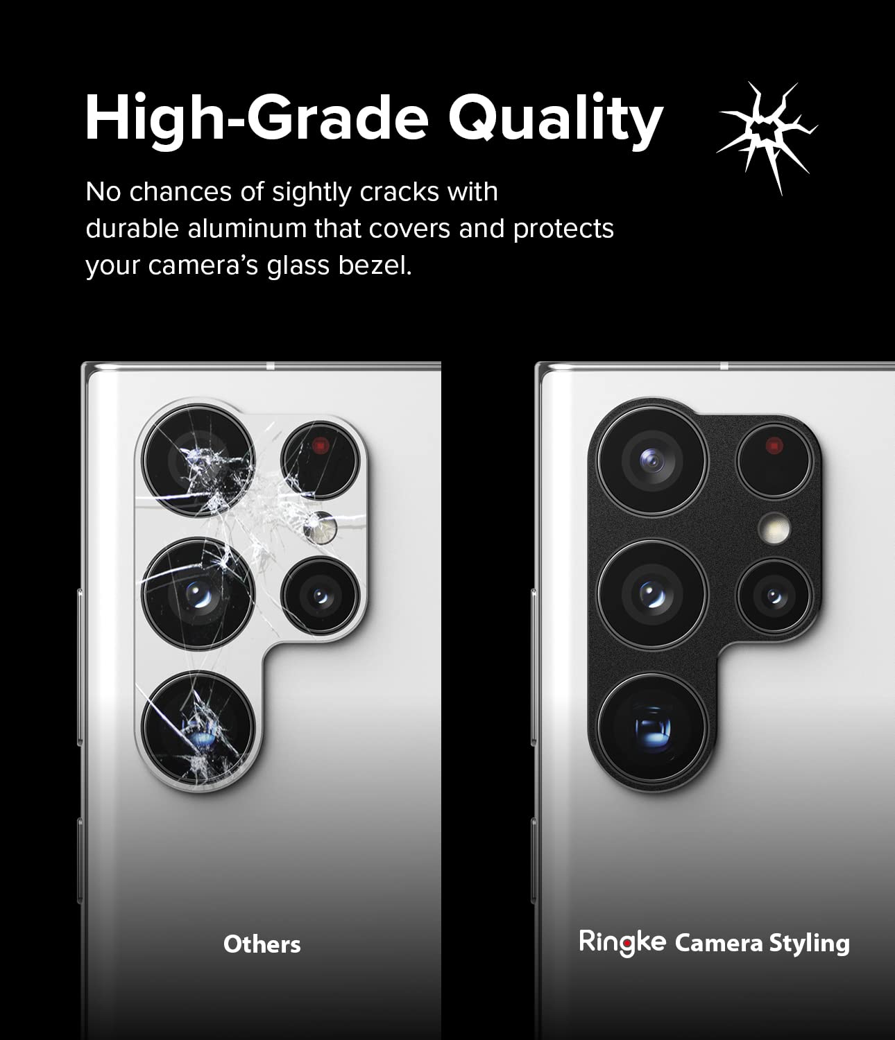 Ringke Camera Styling protezione fotocamera Galaxy S22 Ultra nero alluminio