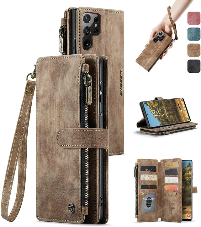 Redpepper Galaxy Cases cover S22 Ultra portafoglio pelle 10 carte zip
