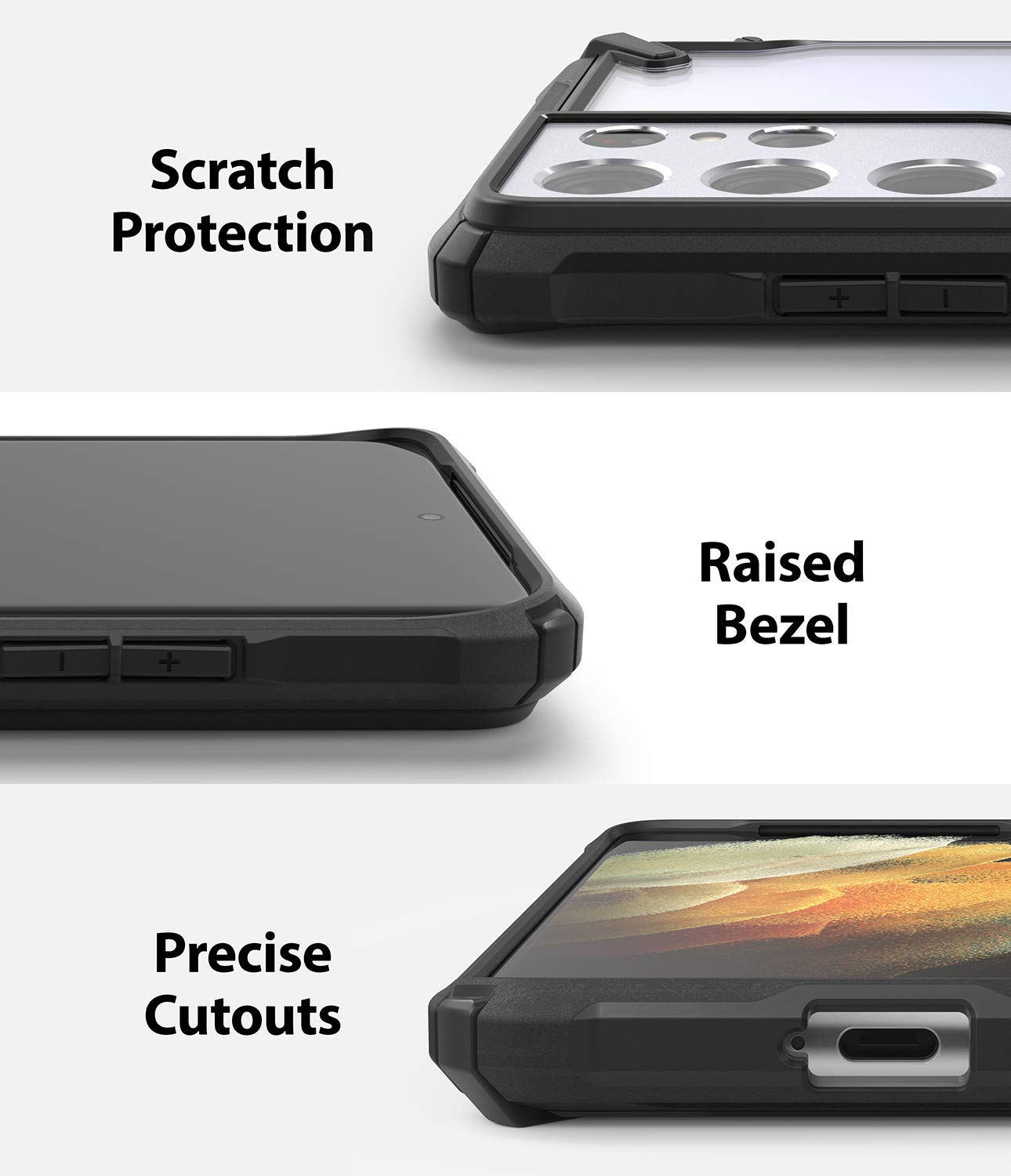 Ringke Fusion-X Galaxy S21 Ultra Cover Nera Black Trasparente