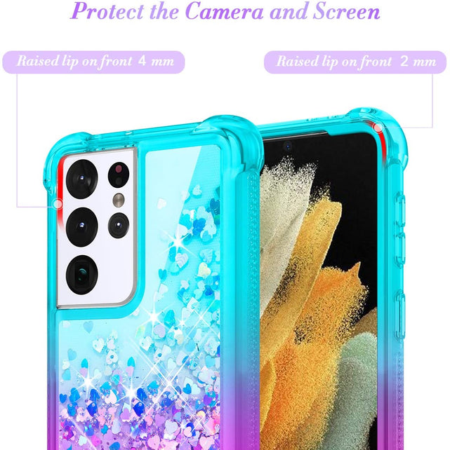 Redpepper Galaxy S21 Ultra Cover Glitter Liquida Antiurto