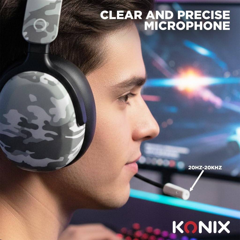 Konix Nexus Cuffie Gaming Bianco Grigio Jack 3,5 mm 40 mm