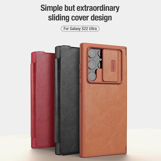 Redpepper Galaxy S22 Ultra Cover Pelle Flip Nera Antigraffio