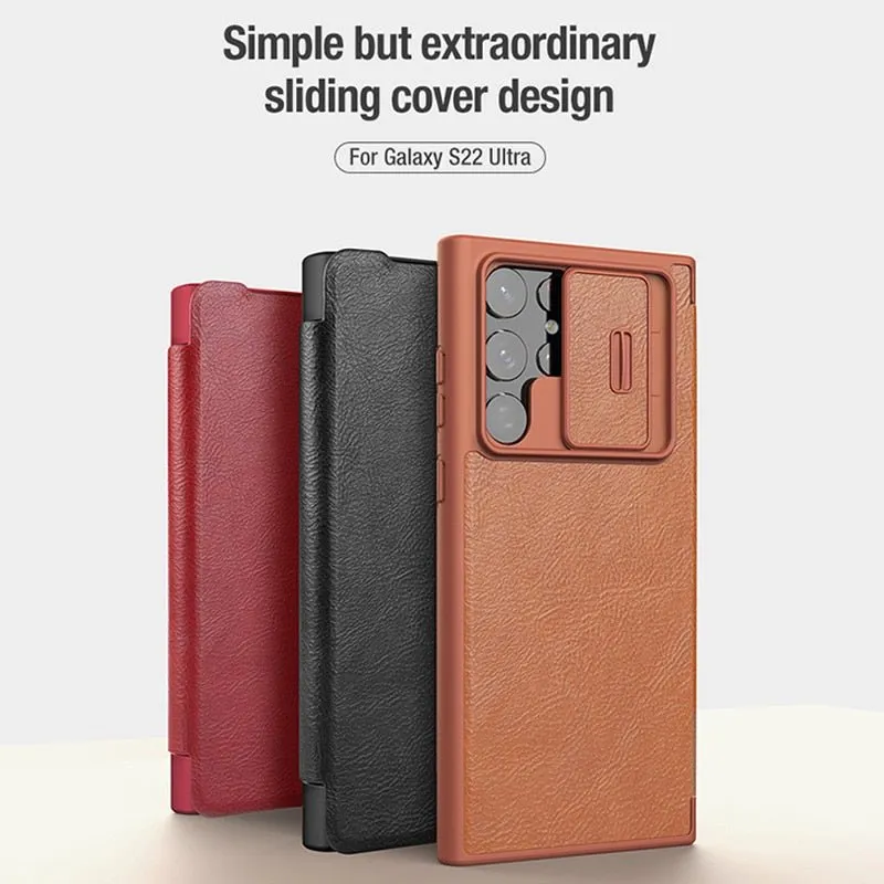 Redpepper Galaxy S22 Ultra Cover Pelle Flip Nera Antigraffio
