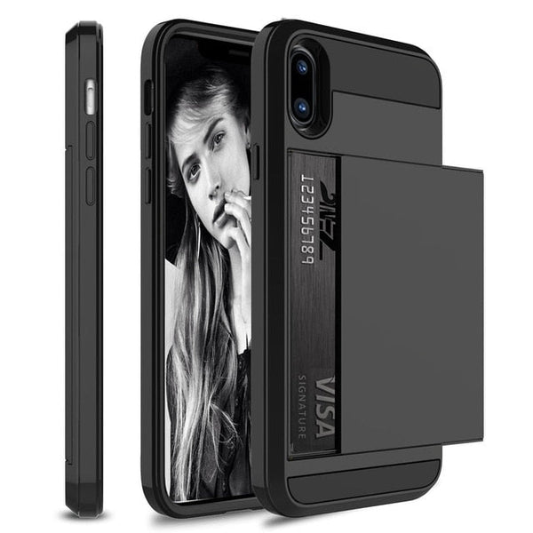 Redpepper iPhone 14 Cover Silicone Nera Porta Carte Antiurto