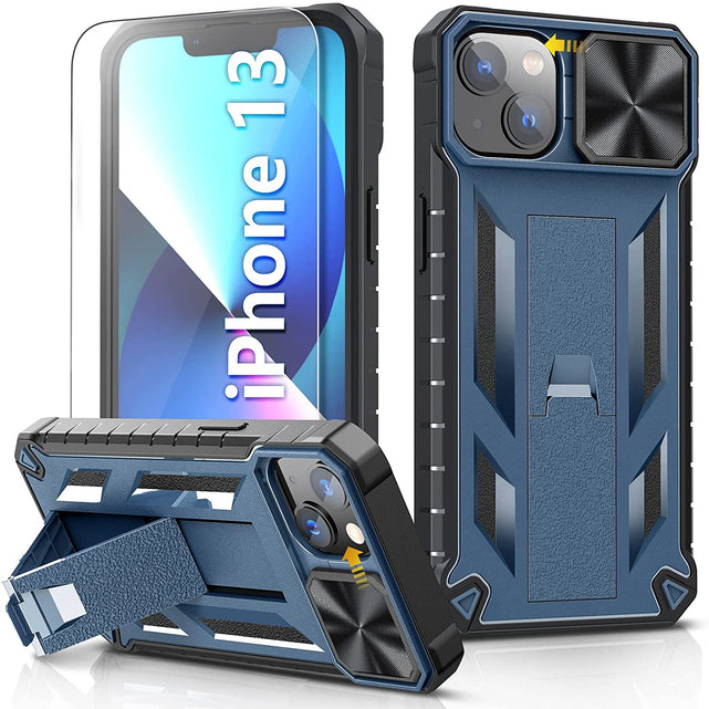 Redpepper iPhone 13 cover rugged nera con vetro e stand
