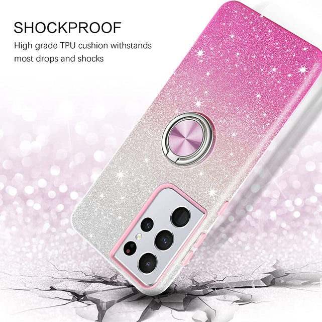 Redpepper Galaxy Cases S21 Ultra cover glitter nera anello stand