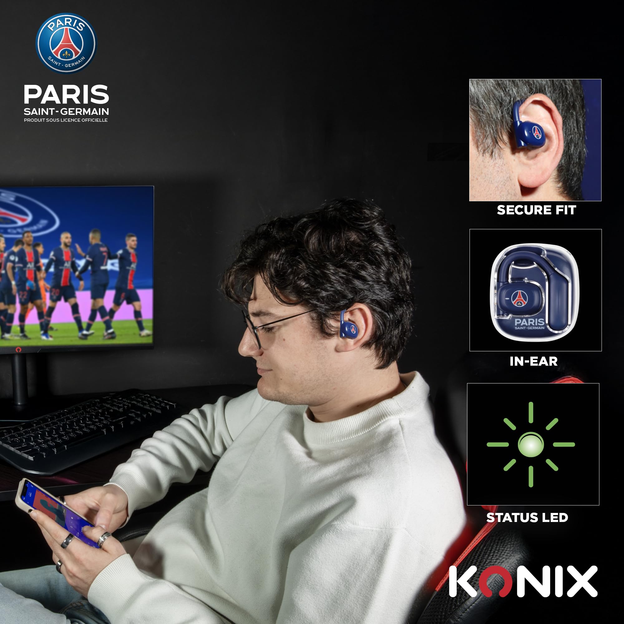 Konix PSG auricolari wireless sportivi blu Bluetooth 5.3