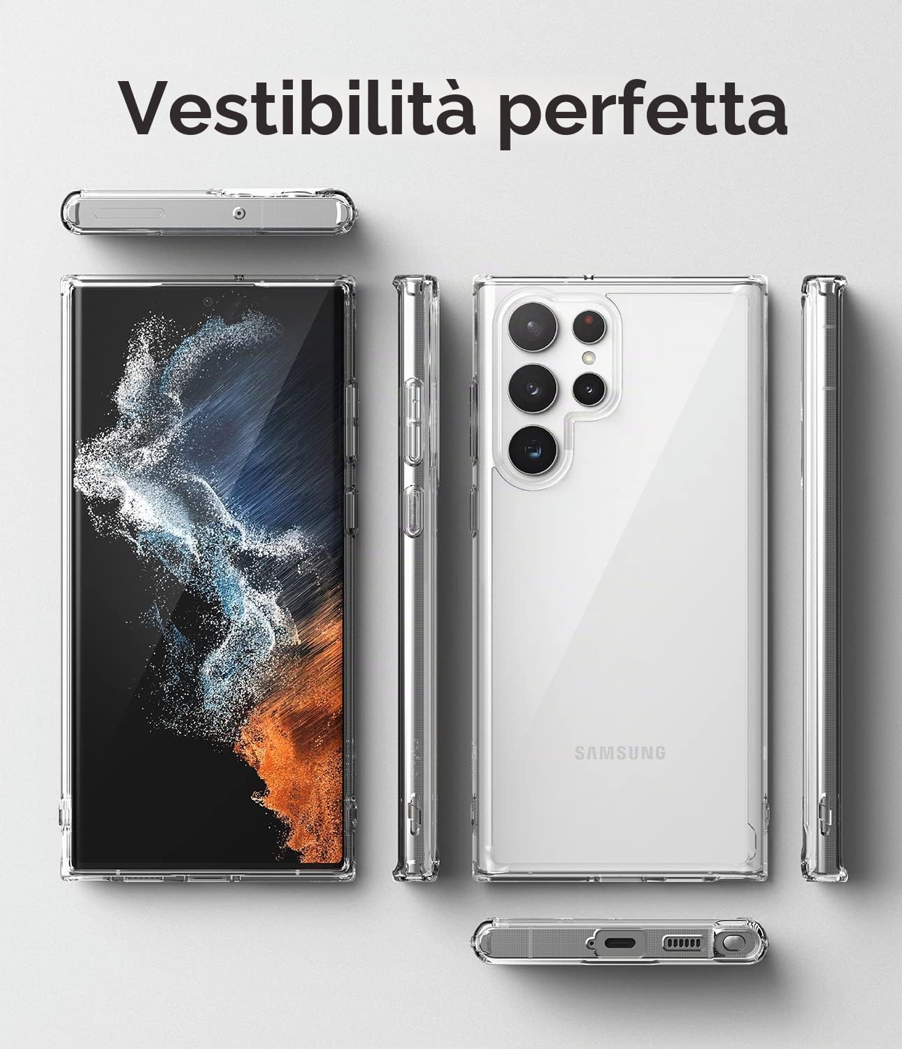 Ringke Fusion Cover Galaxy S22 Ultra Clear Trasparente Antiurto