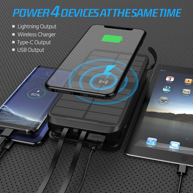 Redpepper Power Bank Solare 43800mAh Wireless Qi Nero