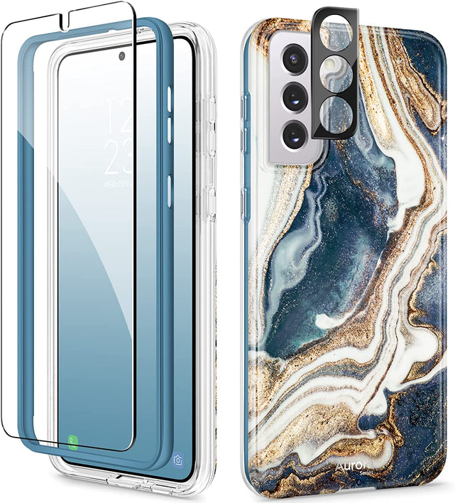 Redpepper Galaxy Cases Marmo cover Samsung S21 sabbia con vetro