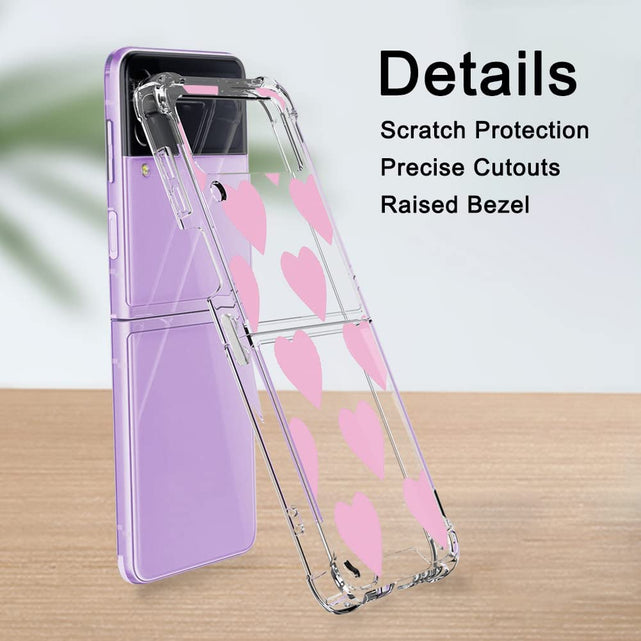 Redpepper Galaxy Z Flip 4 cover trasparente cuore rosa slim