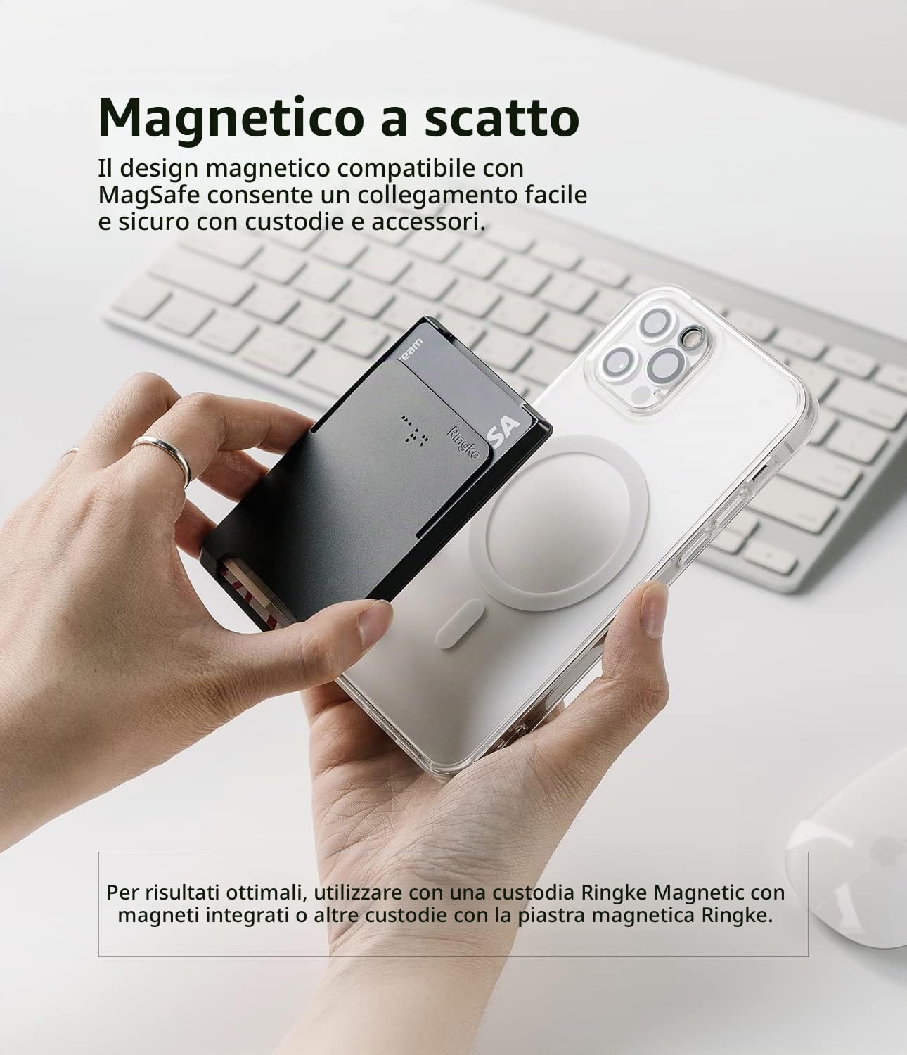 Ringke Magnetic Slot Card Holder Porta Carte MagSafe Nero