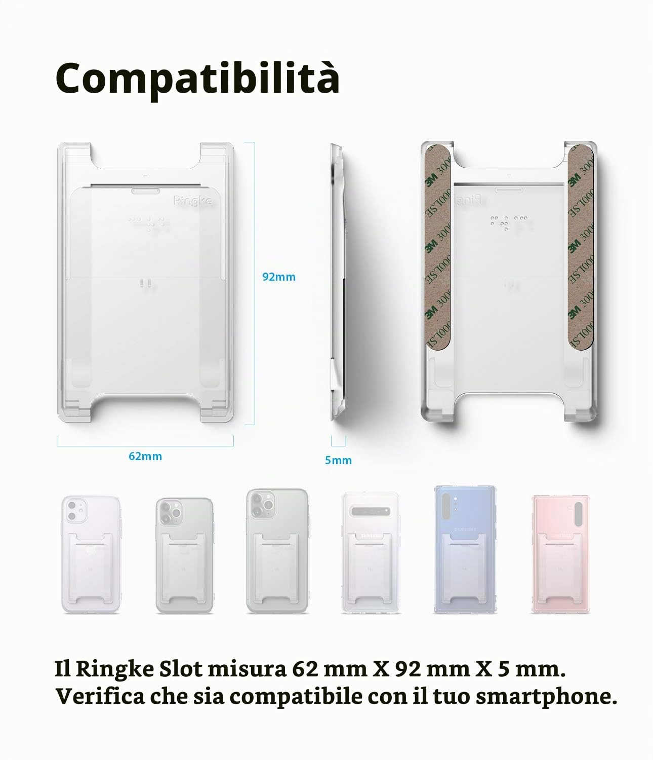 Ringke Slot Card Holder porta carte adesivo Clear Mist 2 pezzi