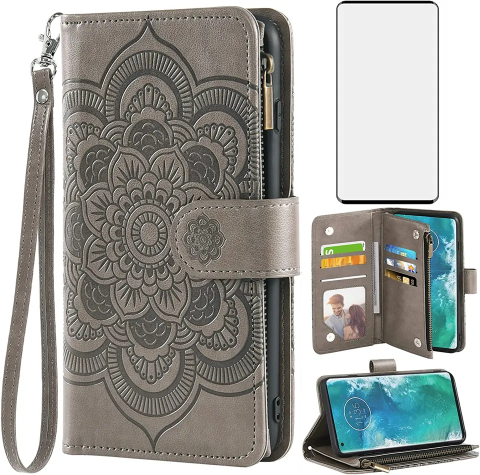 Redpepper Moto Edge Plus Cover Portafoglio Oro Rosa con Zip