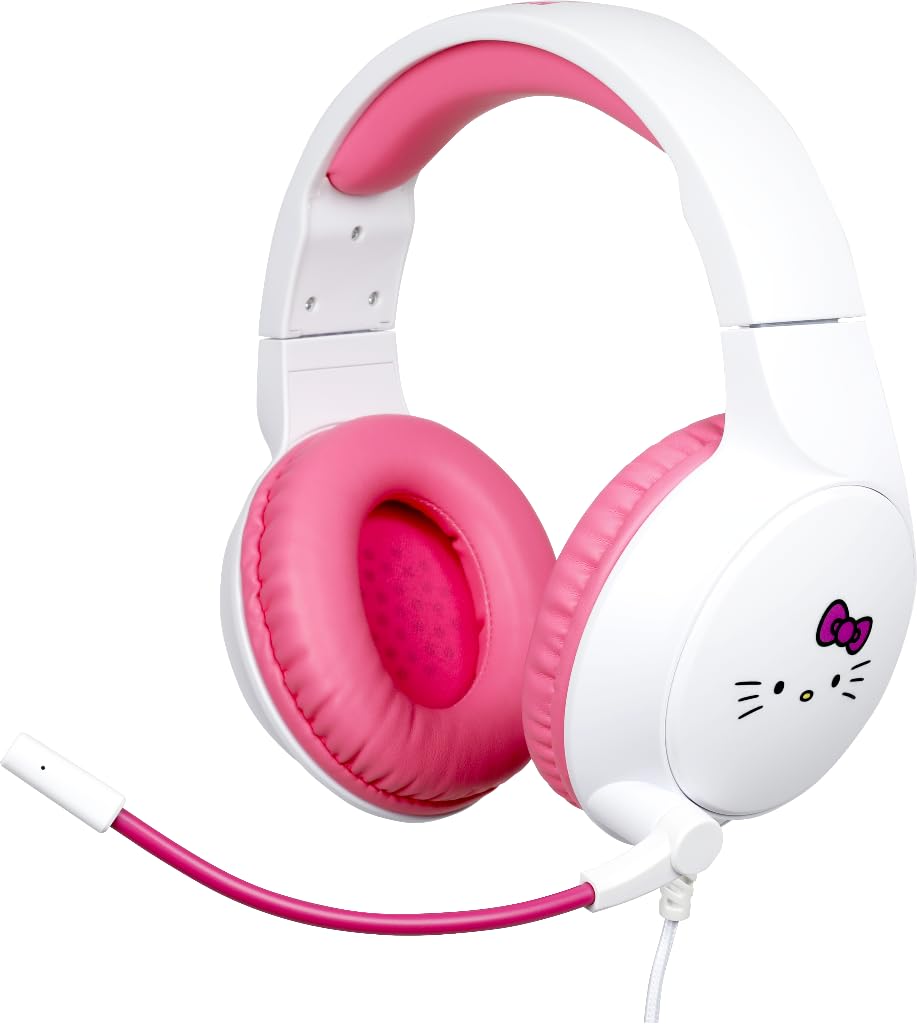 Konix Hello Kitty Cuffie Gaming Cablate Bianco Rosa Jack