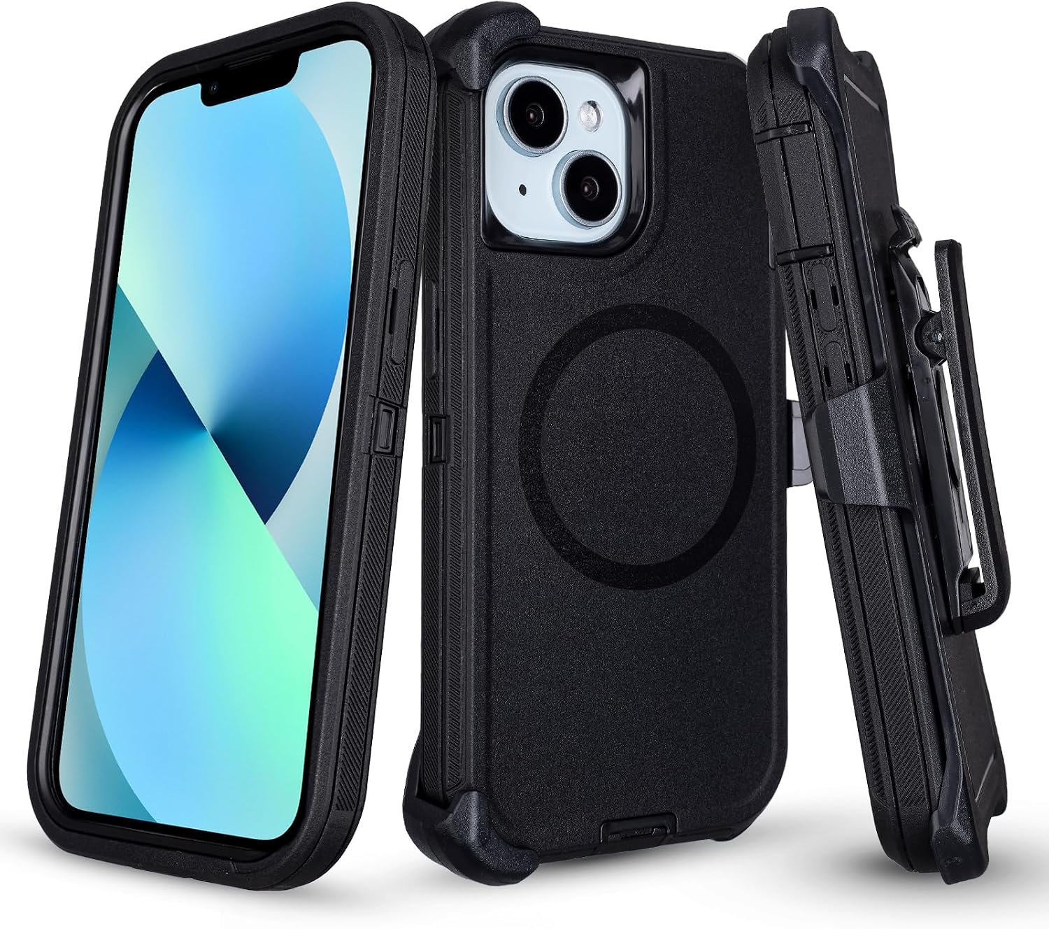 Redpepper iPhone 13 Custodia Rugged Nera con Clip Cintura