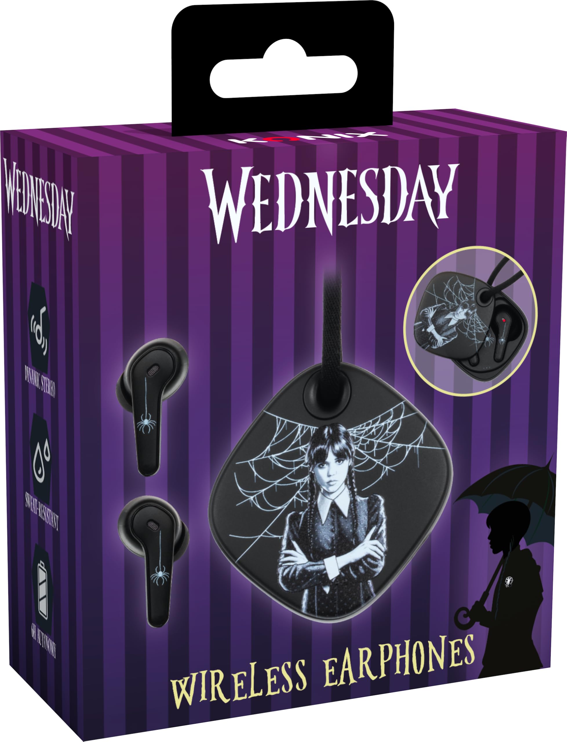 Konix Mercoledì Auricolari wireless neri IPX4
