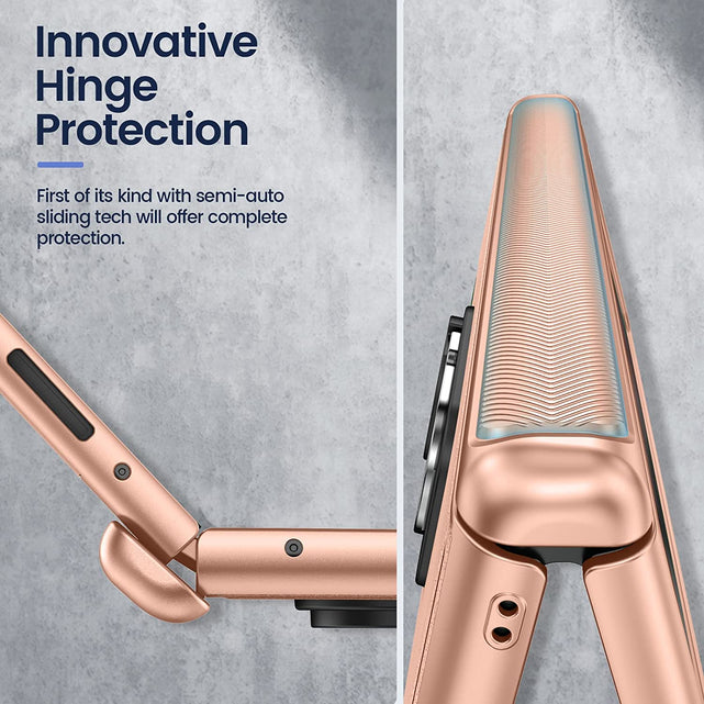 Redpepper Z Fold 4 cover pelle oro rosa con cavalletto