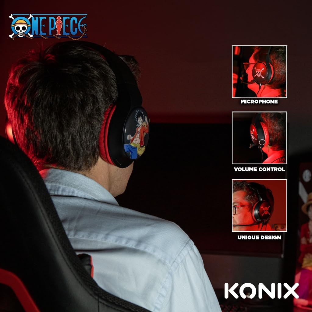Konix One Piece cuffie gaming cablate Luffy jack 3,5 mm