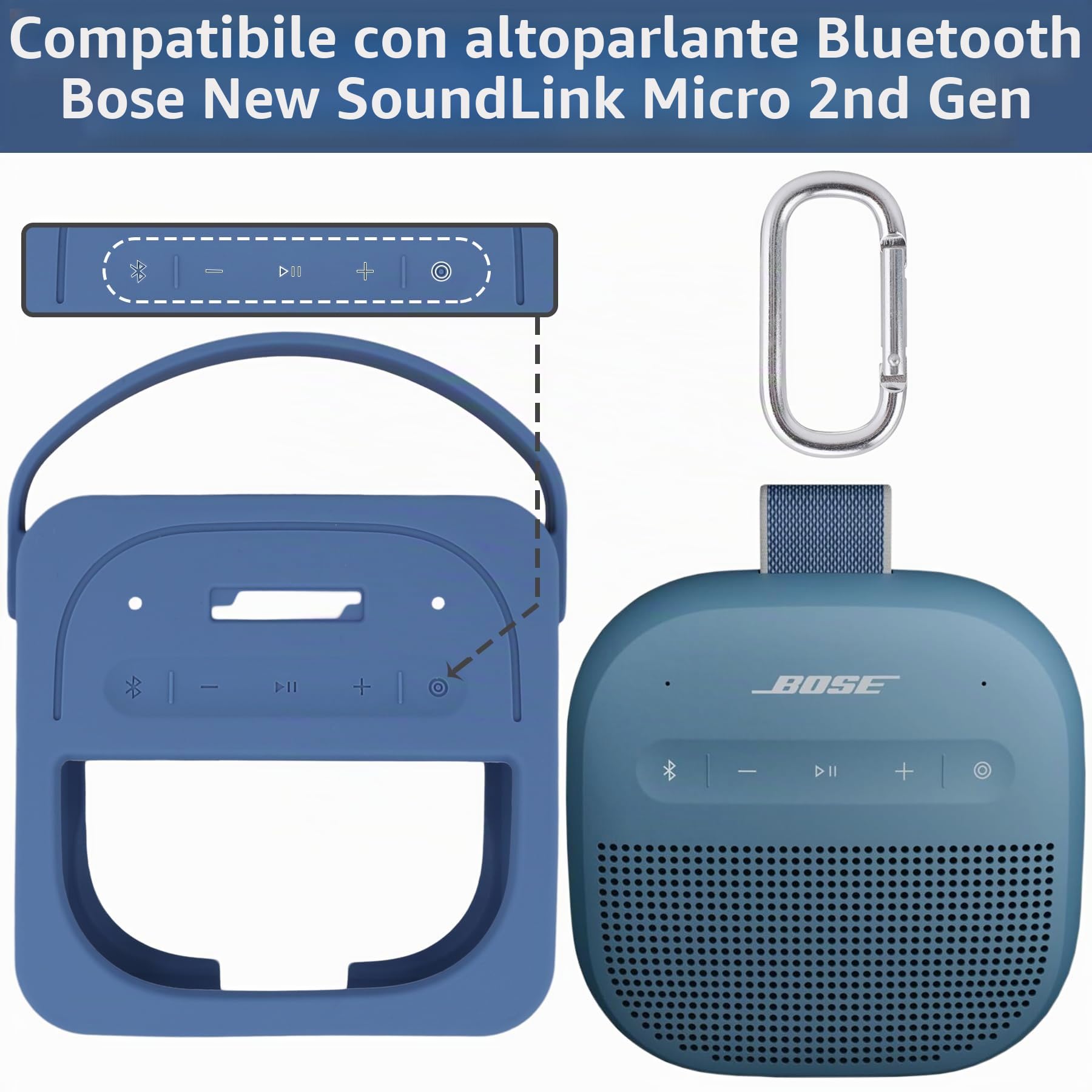 Aenllosi Speaker Case Cover Bose SoundLink Micro 2 Blu Silicone