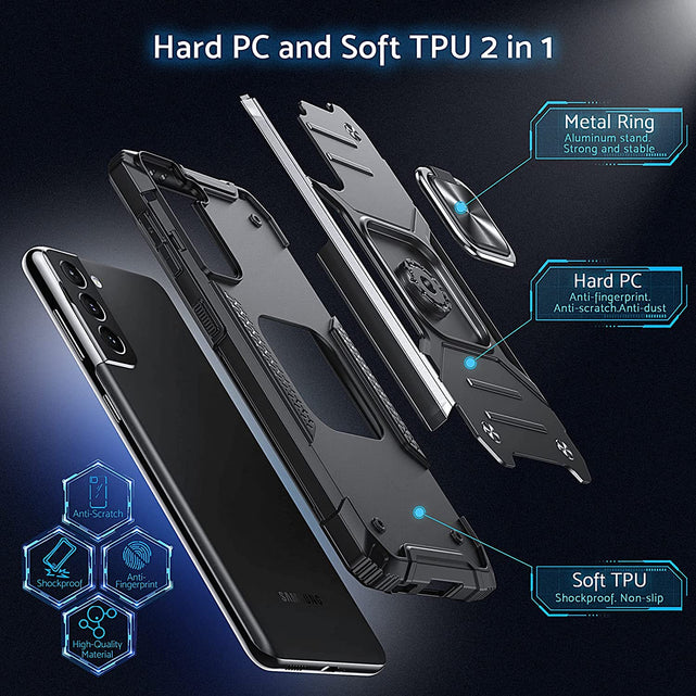 Redpepper Galaxy S21 Plus Cover Anello Stand nera