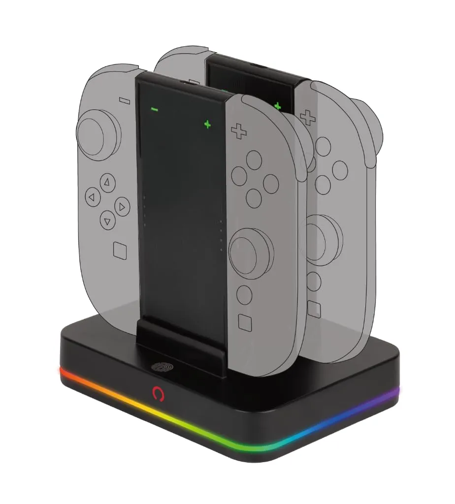 Konix Stazione Ricarica 4 Joy-Con Switch 2 RGB Nero