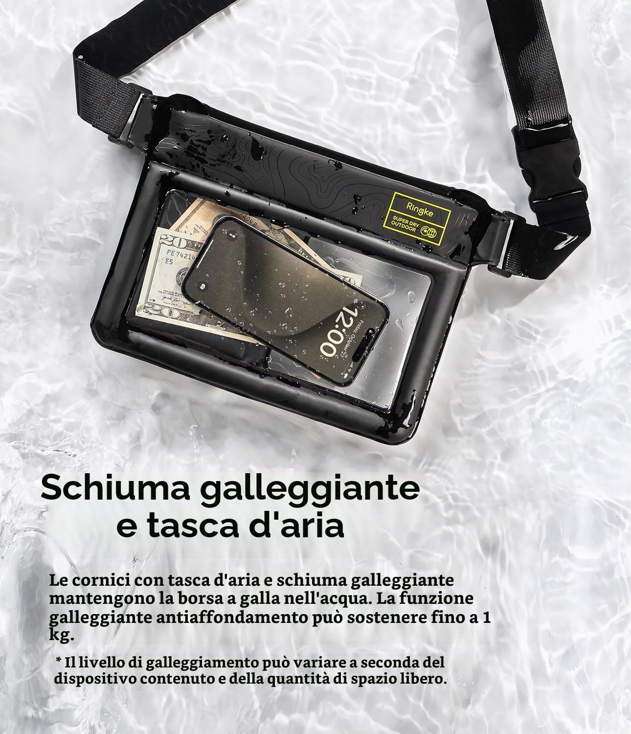 Ringke Waterproof Pouch IPX8 borsa impermeabile telefono nera tracolla