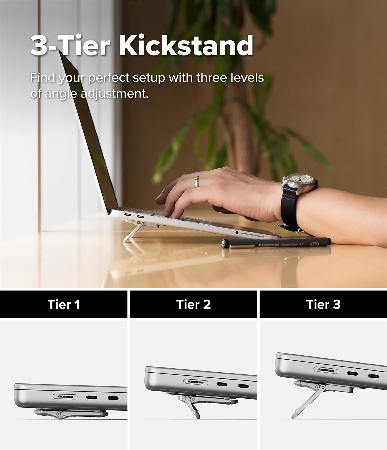 Ringke Step-Fit Mini stand laptop Silver 3 altezze