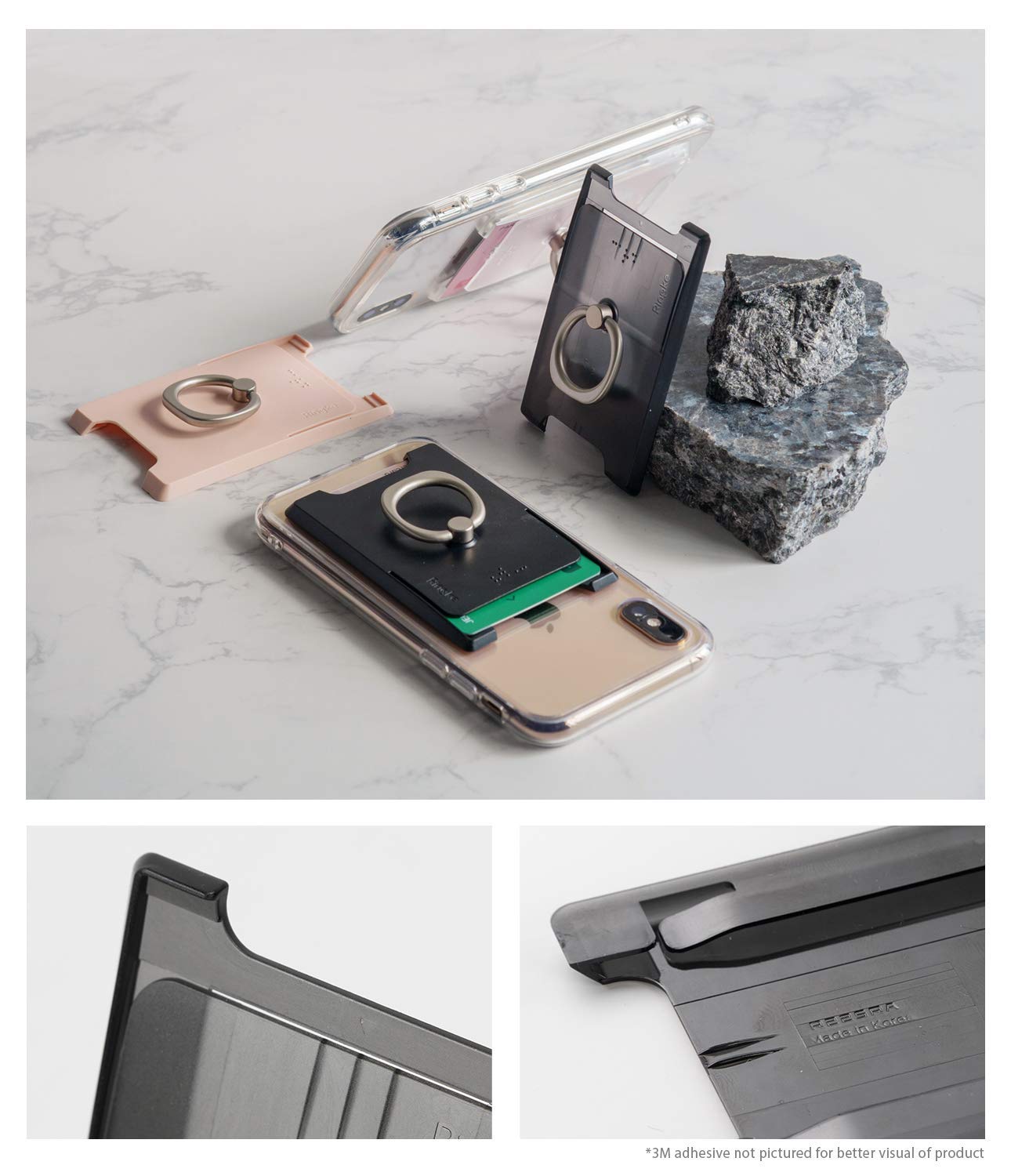 Ringke Ring Slot Porta Carte Nero con Anello Supporto