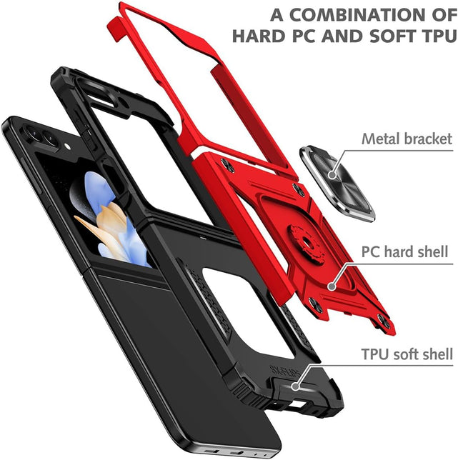 Redpepper Galaxy Cases Z Flip 6 Cover anello stand 360 blu vetro
