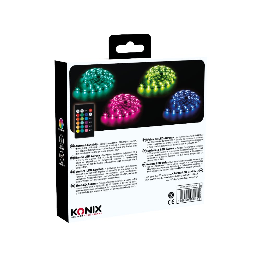 Konix Aurora Striscia LED Gaming 5 m USB 16 Colori