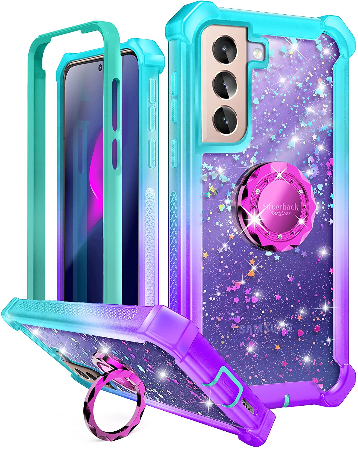 Redpepper Galaxy S21 Ultra cover anello glitter antiurto