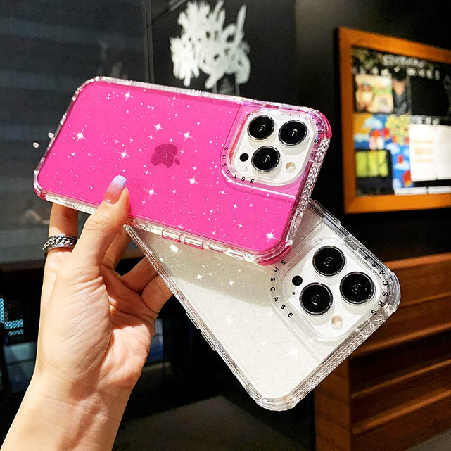 Redpepper iPhone 13 Pro Max Cover Glitter Rosa Antiurto