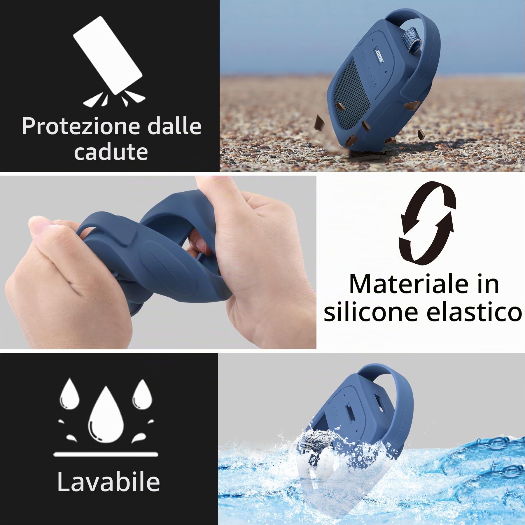 Aenllosi Speaker Case Cover Bose SoundLink Micro 2 Blu Silicone